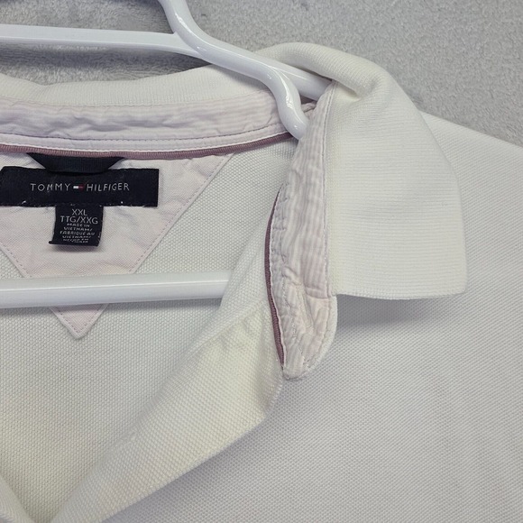 Tommy Hilfiger Polo Shirt Mens 2XL White Short Sleeve Hi‎ Low Hem Casual Golf - Picture 9 of 16